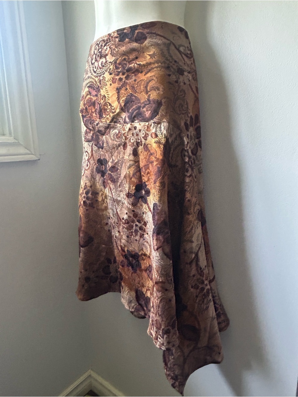 Vintage Vamp Brown Floral Asymmetric Skirt - Picture 3 of 11